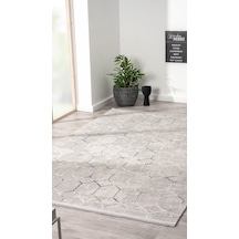By Özer Halı Gri Renk Geometrik Şekilli Modern Stil Karmen Halı Soft 01805a Salon Halısı Çok Renkli