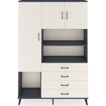 Arges Dolap 7 Raflı 4 Çekmeceli 3 Kapaklı 132x30x195 Antrasit-aytaşı/aytaşı Aytası/aytası