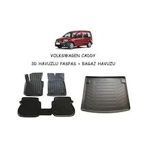 Krc Volkswagen Caddy 2004-2020 3D Havuzlu Paspas + Bagaj Havuzu