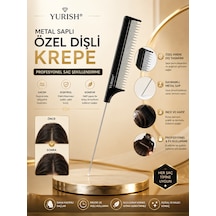 Profesyonel Metal Saplı Özel Dişli Krepe Tarağı , Kuaför Tarağı 0