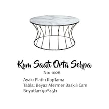 Orta sehpa BRC kum saat Model BEYAZ MERMER TEMPER Cam Metal transmisyon Çelik PLATİN Renk Kaplama
