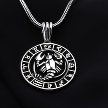 Glorria Gümüş Erkek Yengeç Burcu Kolye Siyah