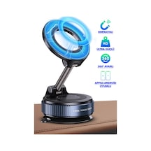 360 Araba Telefon Tutucu Ayarlanabilir Masa Üstü Vakumlu Mıknatıslı Magsafe Telefon Tutucu Siyah Diğer