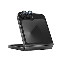 Galaxy Z Flip 6 Uyumlu Alloy Serisi Oleofobik Anti Reflective Kamera Lens Koruyucu Siyah