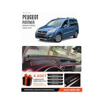 Peugeot Partner Ekranlı Kapaklı 2008-2017 Uyumlu Torpido Örtüsü - Siyah-kırmızı - Pe022