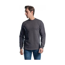 Şensel, Sweatshirt, Koyu Gri, Sıfır Yaka -107E4632- Pamuklu