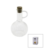 Mini Cam Yağdanlık Çizgili Desen 300ml Ahşap Bambu Tıpa
