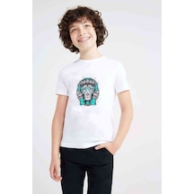 Tshirthane Kral Kulaklık Gözlük Papyonlu Aslan Baskılı Unisex Çocuk Beyaz T
