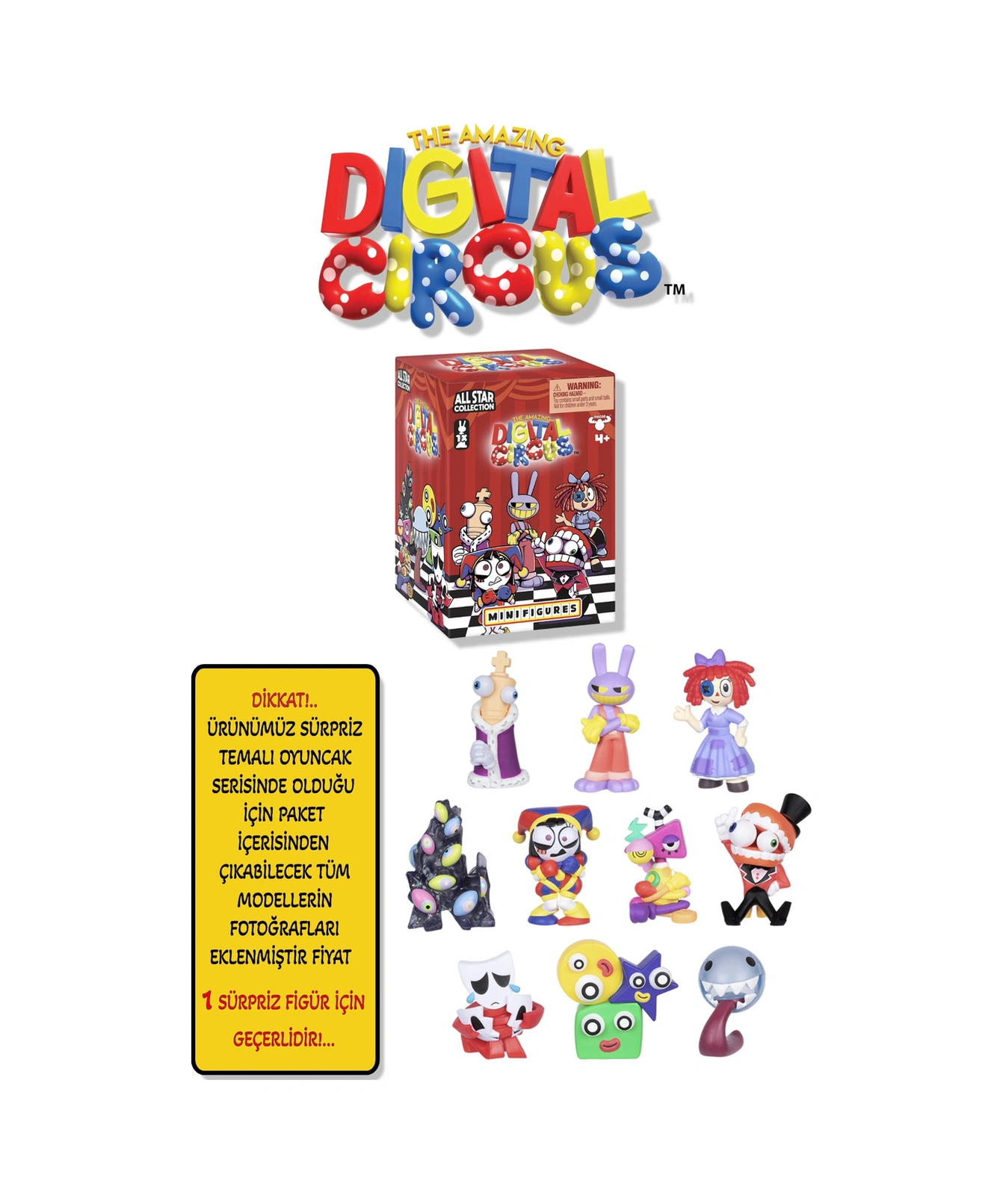 1 Adet Amazing Digital Circus All Star Mini Figür 5 Cm 1 Kutu İçinde 1 Adet Sürpriz Karakter Geliyor