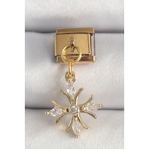 Mey İthalat 316l Çelik Gold Renk Sallantı Zirkon Taşlı Kar Tanesi Model Nomination Charm - Özel Seri Meyeb682b22f99f9047629907291c Altın