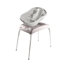 Okbaby Bebek Banyo Seti Onda Dijital Termometreli Çift Yönlü Bebek Küveti A. Gri & Bebek Küvet Taşıyıcı