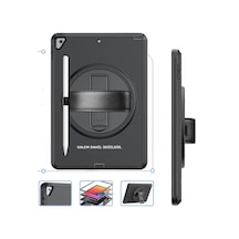 İpad 10.2 7.nesil Kılıf Hand Strap Tablet Kılıfı - Siyah Diğer