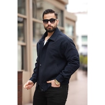 Unisex Yeni Sezon Kapitone Dolgulu Oversize Vintage Lacivert Çzgl