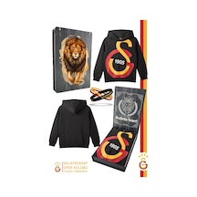 Galatasaray Lisanslı Büyük Logo Çocuk Sweat + Bileklik Set Hediyelik Ahşap Kutulu 095 Siyah