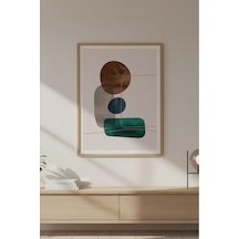 Huhuli Ahşap Çerçeveli Geometrik Desenli Minimalist Tablo Huhu628