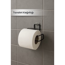 Yapışkanlı Metal Siyah Tuvalet Kağıtlığı Wc Kağıtlık Tuvalet Kağıtlık Askısı Siyah