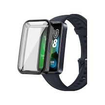 Huawei Band 9 İçin Kılıf 360 Full Round Soft Silicone Siyah Band 9 İle Uyumlu Kılıf - Siyah