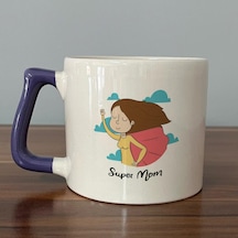 Süper Mom Pelerin Baskılı Mor Kulplu D Kupa
