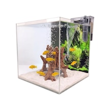40x40x40 Nano Akvaryum Seti 6mm Ultra Clear Cam Rodajlı Full Aksesuarlı
