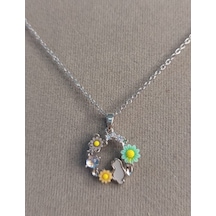 Beren Aksesuar Stainless Steel Flower Cat Çelik Kolye Gümüş