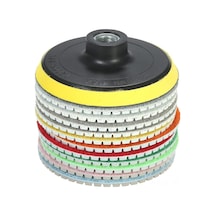 Kosona 4" Islak Elmas Cilalı Ped Seti - 11 Adet + 1 Taban Pedi, Granit, Mermer, Taş, Fayans Ve Beton İçin