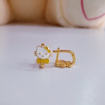 Mineli Klipsli Sarı Tokalı Sevimli Kedi Model Gümüş Çocuk Küpesi Mineli Klipsli Sarı Tokalı Sevimli Kedi Model Gümüş Çocuk Küpesi
