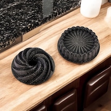 Doremcy Eda 2li Granit Döküm Kek Ve Tart Kalıbı 26cm Taç Turta Kalıbı Ve Kek Kalıbı Siyah
