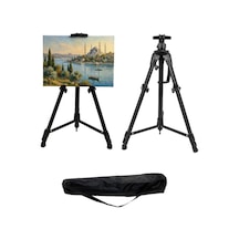 Katlanabilir Metal Tripod Şövale - Kollu Yükseklik Ayarlı, Su Terazili, Pusulalı, Siyah