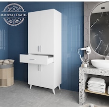 Mavera Çok Amaçlı Dolap Banyo Mutfak Kiler Dolabı Beyaz Beyaz