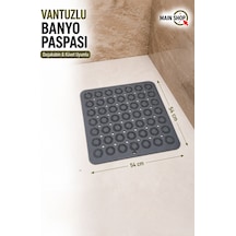 Mainshop Vantuzlu Banyo Paspası 54x54 Cm - Kaymaz Tabanlı Duşakabin Ve Küvet İçi Matı Gri M-150