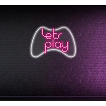Lets Play Yazılı Ve Şekilli Neon Tabela Pembe