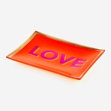 Turuncu Cam Love Dekoratif Tabak 10x0,8x14,2 Cm