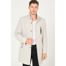 Plt8386 Dewberry Erkek Palto-Desenli Açık Gri-Desenli Açık Gri