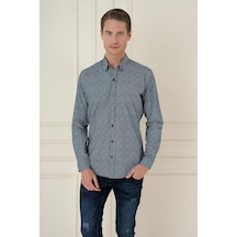 Efor Slim Fit Baskılı %100 Pamuk Spor Lacivert Gömlek G 1587 Lacivert Efor Slim Fit Baskılı %100 Pamuk Spor Lacivert Gömlek G 1587 Lacivert
