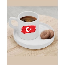 Türk Kahvesi Fincanı Bayraklı Fincan Çok Renkli