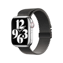 Butam Bilişim Apple Uyumlu  Watch 7 45mm Krd-121 Metal Hasır Kordon-siyah