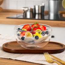 Perotti 12481 Çift Cidarlı Cam Kase Çerezlik Sunumluk 500 Ml Şeffaf