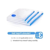 2As 3 Adet Orta Boy 60 Cm X 80 Cm Vakumlu Poşet - Vakumlu Hurç - Vakumlu Torba 12 Gri