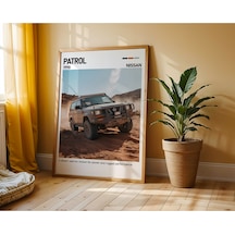 Nissan Patrol Ahşap Çerçeveli Poster Tablo Off-road Güç İkonu