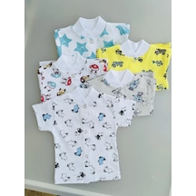 Mukosa Düğmeli Kısa Kollu Üst, 5'li S 367915381 Açık Mavi