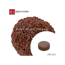 Yedek Parçalar: 100 Adet 1x1 Tile Round Yuvarlak Fayans Parçası, Kahverengi Renk Reddish Brown