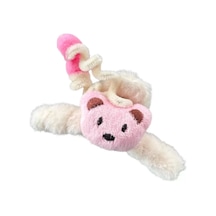 Caş Dekorasyon Krem Renk Ayıcıklı Peluş Mandal Toka Krem