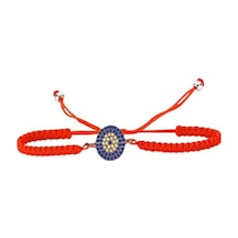 Brezza Lusso Jewelry Nazar Boncuk 4 Sıra Makrome İpli Gümüş Bileklik Pembe No1