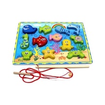 Ahşap İpli Mıknatıslı Balık Tutma    Oyunu -İpli Bultak Puzzle