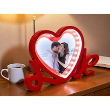Love Yazılı Led Işıklı Kişiye Özel Fotoğraflı Sihirli Ayna-çerçeve