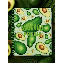 Öğrenci Ve Ofis Kullanımı İçin Uygun Avokado Fresh Temalı Spiralli Çizgili Defter 80 Yaprak