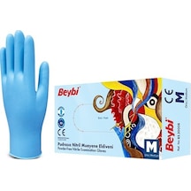 Beybi Mavi Pudrasız Nitril Eldiven M 20 x 100'lü