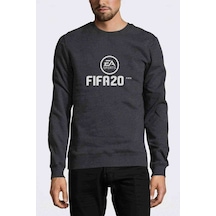 Fıfa 2020 Baskılı Füme Antrasit Erkek Örme Sweatshirt