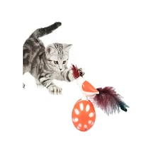 Tekerlekli Hacıyatmaz Kuş Kedi Oyuncağı 1 Adet Turuncu