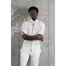 Advante Kalın Çizgili Katlamalı Kol Yaka Düğmeli Slimfit Pamuklu Yazlık Gömlek 001